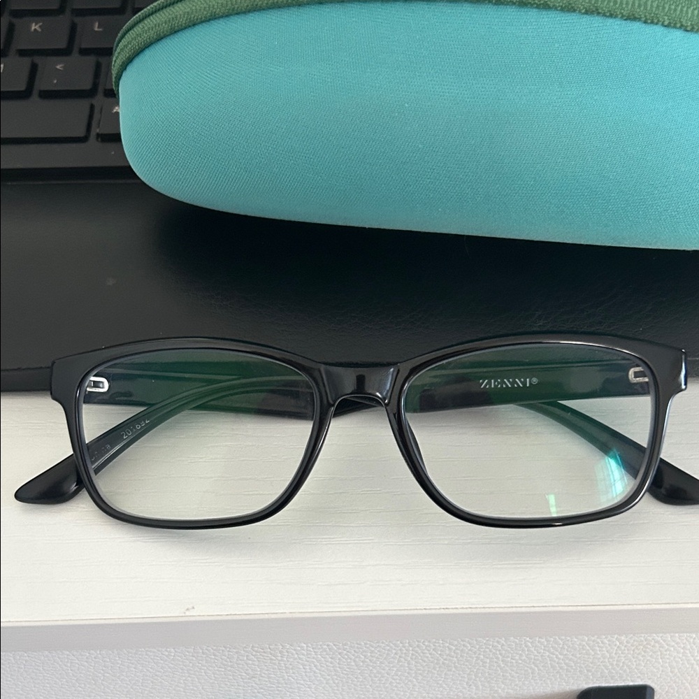 Zenni blue light rectangle glasses dust cloth & hard case storage